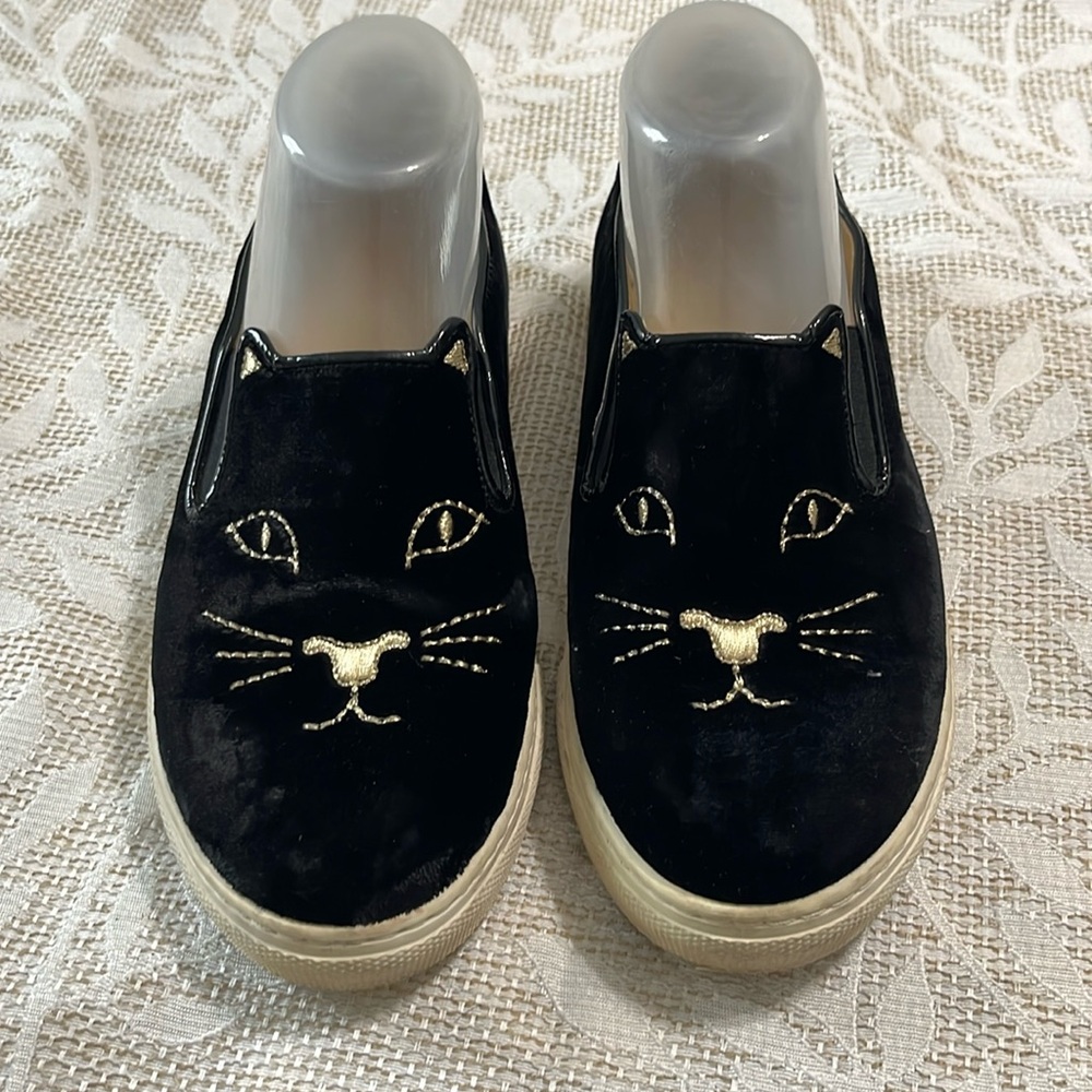 Charlotte Olympia Cool Cats Velvet Sneakers‎ Size 7.5/38